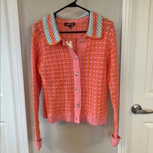 Anthropologie 4SI3NNA Amelie Cardigan Pink Multi Small NWT